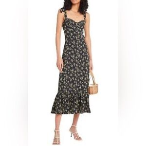 O.P.T. Black floral midi dress